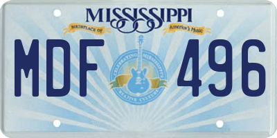 MS license plate MDF496
