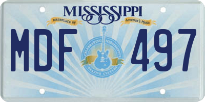 MS license plate MDF497