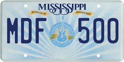 MS license plate MDF500