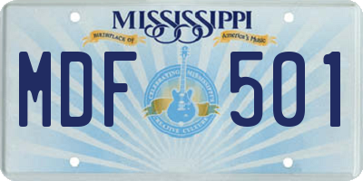 MS license plate MDF501