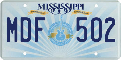 MS license plate MDF502