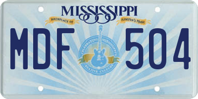 MS license plate MDF504