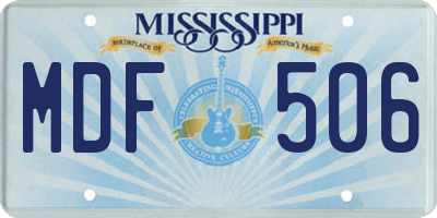 MS license plate MDF506