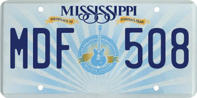 MS license plate MDF508