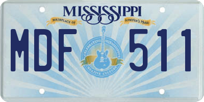 MS license plate MDF511