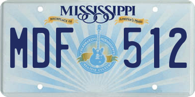 MS license plate MDF512