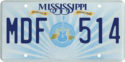 MS license plate MDF514