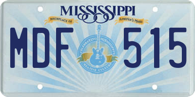 MS license plate MDF515