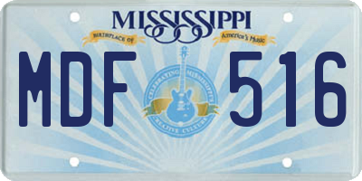 MS license plate MDF516