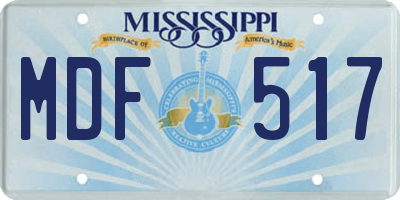 MS license plate MDF517