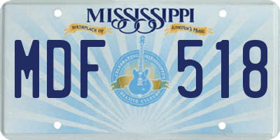 MS license plate MDF518