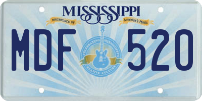 MS license plate MDF520