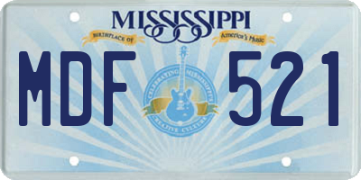 MS license plate MDF521