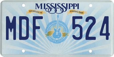 MS license plate MDF524