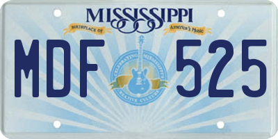 MS license plate MDF525