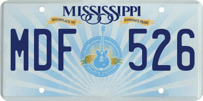 MS license plate MDF526