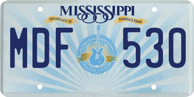 MS license plate MDF530