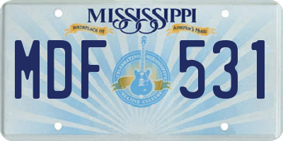 MS license plate MDF531
