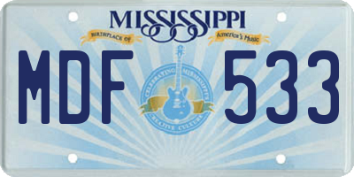MS license plate MDF533