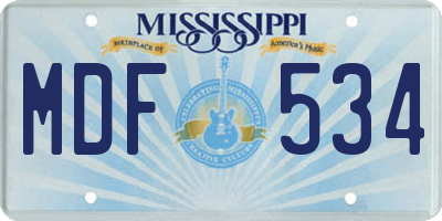 MS license plate MDF534