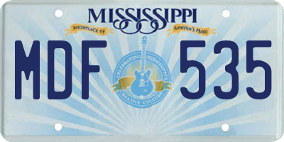 MS license plate MDF535