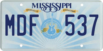 MS license plate MDF537