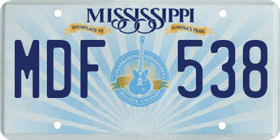 MS license plate MDF538