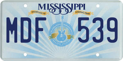 MS license plate MDF539