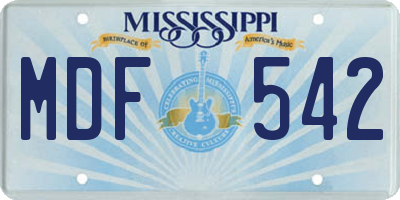 MS license plate MDF542