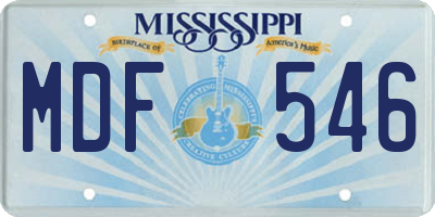 MS license plate MDF546