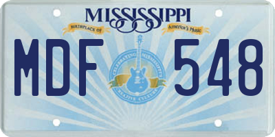 MS license plate MDF548