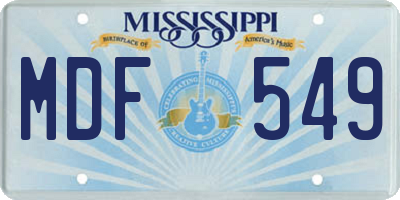 MS license plate MDF549