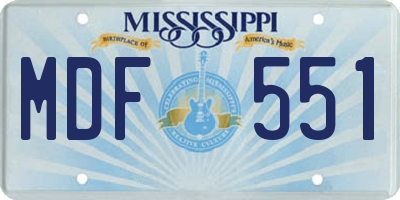 MS license plate MDF551