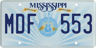 MS license plate MDF553