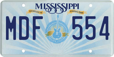 MS license plate MDF554