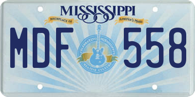 MS license plate MDF558