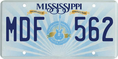 MS license plate MDF562