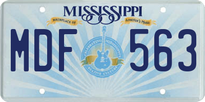 MS license plate MDF563