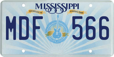 MS license plate MDF566