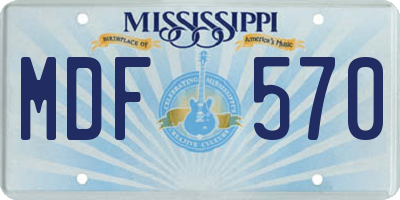 MS license plate MDF570