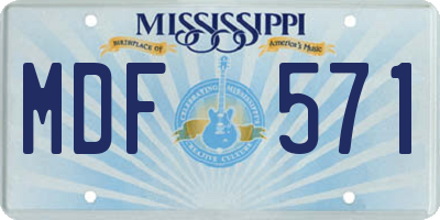 MS license plate MDF571
