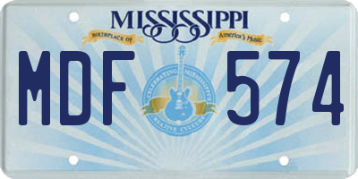 MS license plate MDF574