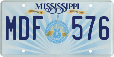 MS license plate MDF576