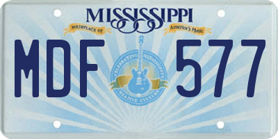MS license plate MDF577