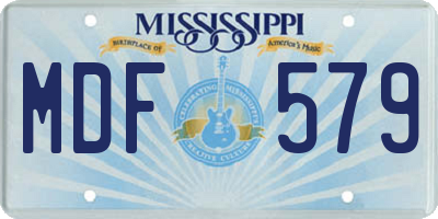 MS license plate MDF579