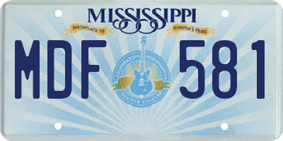 MS license plate MDF581