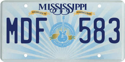 MS license plate MDF583