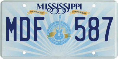 MS license plate MDF587