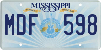 MS license plate MDF598