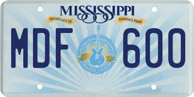 MS license plate MDF600